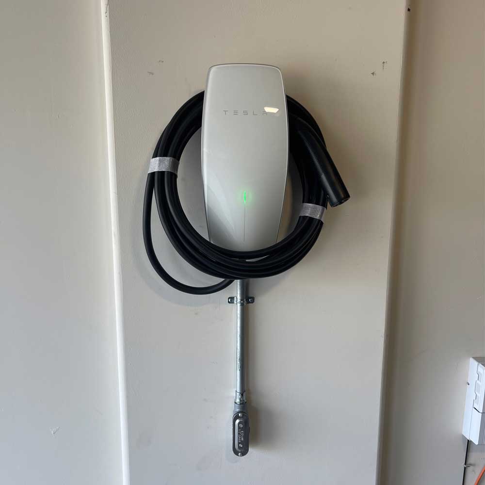 Tesla wall connector installed in a Las Vegas garage