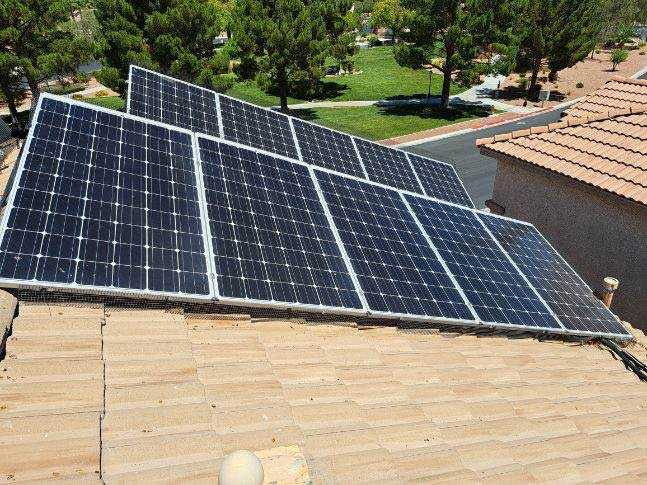 Rooftop solar array on a Las Vegas tile roof